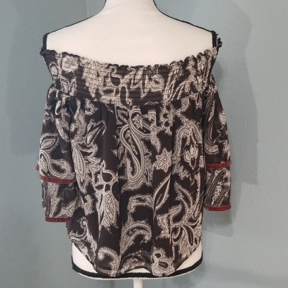 LOFT Belle Sleeve Black Paisley Blouse - Picture 4 of 8
